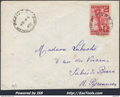 FRANCE N°401 SEUL SUR LETTRE CACHET A DATE DU 08/08/1938 PREMIER JOUR D'EMISSION - Covers & Documents