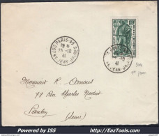 FRANCE N° 504 SUR LETTRE CACHET A DATE DU 23/10/1941 PREMIER JOUR D'EMISSION - Covers & Documents