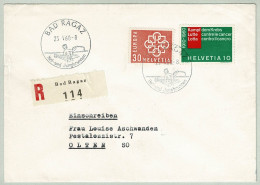 Schweiz / Helvetia 1960, Brief Einschreiben Bad Ragaz - Olten, Heil- Und Jungbrunnen - Hydrotherapy