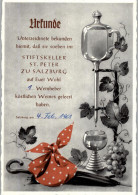 A 5000 SALZBURG, Stiftskeller St. Peter, Urkunde über 1 Glas Wein, 1961 - Salzburg Stadt