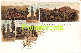 CPA LITHO GRUSS AUS LINDENFELS ( CARTE COUPEE - TRIMMED CARD ! ) - Odenwald