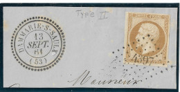 0013. Fragt Timbre N°13 Ty. II Bistre-brun - PC. 4397 Dammarie Sur Saulx (53 - MEUSE) - Indice 8 - TTBE / Sup. - 1853-1860 Napoléon III.