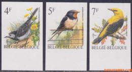 België 1992 - Mi:2526/2528, Yv:2474/2476, OBP:2474/2476, Stamp - □ - Birds White Wagtail, Barn Swallow, Wheel Pasture - 1981-2000