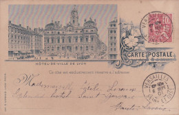 LYON 1er --1901-- Hôtel De Ville De LYON  ( Lithographie) --multivues Au Verso --  Carte Précurseur....cachet VERSAILLES - Lyon 1