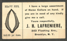 USA. BROOKLYN NEW YORK. HORSE COLLARS. J H LAFRENIERE. UNUSED CARD - Otros & Sin Clasificación