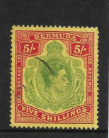 Delcampe - BERMUDA 1950 5s YELLOW - GREEN AND RED /PALE YELLOW SG 118f PERF 13 ORDINARY PAPER FINE USED Cat £45 - Bermuda