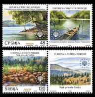 Serbia 2023 Europa Nature Protection Donau River Birds Heron Trees National Park Golija, Stamp + Vignete, MNH - Protection De L'environnement & Climat