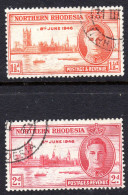 NORTHERN RHODESIA - 1946 VICTORY SET (2V) FINE USED SG 46-47 - Northern Rhodesia (...-1963)