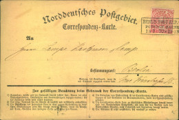 1870, Correspondenzkarte "BERLIN - POST EXP.9 POTSDAMER BAHNH. - Briefe U. Dokumente