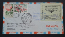 Gabon. Courrier Avec Vignette (signée Par Le Pilote) + Timbres Numéros 158 Et 158. - Storia Postale