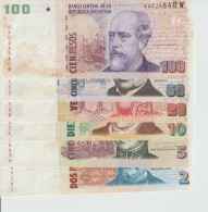 FULL SET Argentina 2, 5, 10, 20, 50 & 100 Pesos 2002 (2013-2015) UNC - Argentine