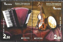 Bosna Bosnia Bosnien (Sarajevo) 2014 Europa Cept Music Instruments Michel 638-39E Ex Booklet Carnet MNH ** Postfr. Neuf - 2014