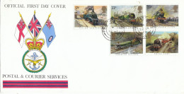 1985. FDC British Forces . Trains - Lettres & Documents