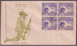 India 1966 Jai Jawan Bombay, Army, Navy, AirFroce,Aircraft,Ship,Gun,Helmate,Cap, FDC Cover (**) Inde Indien - Lettres & Documents
