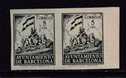 1940 - España - Barcelona - Frontispicio Del Ayuntamiento - Edifil 26s - Pareja MNH - Tonalizado Parcialmente Verde. - Barcelona