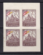 1941 - España - Barcelona - Edifil 29s - Bloque 4 - Color Rojo DESPLAZADO - Barcelona