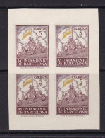 1941 - España - Barcelona - Edifil 29s - Bloque 4 - Ausencia Color Rojo , Amarillo Desplazado - Barcelona