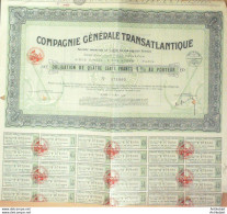 Transatlantique (Cie Génétale) Obligation 400 Fr Paris 1934 - Navigation