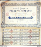Sté Alsacienne De Produits Chimiques Action 100 Fr 1928 - Industrie