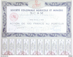 S.C.A.M.Sté Coloniale Agricole Minière Action 100 Fr 1920 - Mines