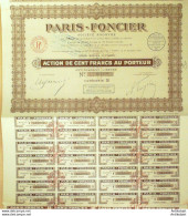 Paris Foncier Action 100 Fr 1925 - Banque & Assurance