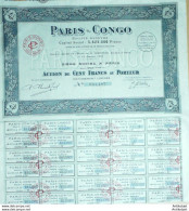 Paris Congo (Industrie Coloniale) Action 100 Fr 1925 - Afrique