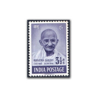 India 1948 Mahatma Gandhi Mourning 3 1/2a Anna, VERY FINE FRONT, MINT Hinged,  NICE COLOUR As Per Scan - Nuovi