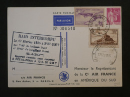 DD16 FRANCE BELLE CARTE RR  1935 RAID INTERROMPU    + VOIE CODOS ROSSI +++AMERIQUE SUD   ++ AFF.  INTERESSANT+++ - 1927-1959 Covers & Documents
