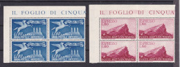 1950 San Marino Saint Marin ESPRESSO N°21-22 Serie Di 2v. In QUARTINA MNH** Gomma Bicolore Express Block 4 - Francobolli Per Espresso