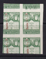 1942 - España - Barcelona - Edifil 35s - Escudo Nacional - MNG - Bloque 4 - Impresion Ambas Caras - Barcelona