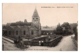 (60) 484, Songeons, Vve Lesueur, Eglise Et Rue De La Gare, Laitier - Songeons