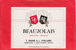 BEAUJOLAIS  .  T. DAVID & L. FOILLARD Negociants A SAINT-GEORGES - Beaujolais