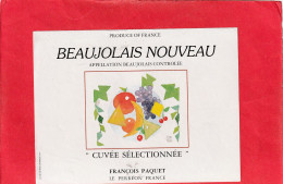 BEAUJOLAIS -NOUVEAU -  CUVEE SELECTIONNE  .  FRANCOISPAQUET  .  LE PERREON - Beaujolais