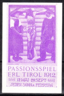 VV-059 1912 Passionsspiel Erl. TIROL Vignette MNH **  - Autres & Non Classés