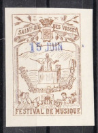 VV-075 1913 Saint Die Des Vosges Music Festival Vignette MH* - Altri & Non Classificati