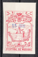 VV-077 1913 Saint Die Des Vosges Music Festival Vignette MNH** - Other & Unclassified