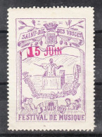 VV-081 1913 Saint Die Des Vosges Music Festival Vignette MNH** - Otros & Sin Clasificación