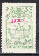 VV-084 1913 Saint Die Des Vosges Music Festival Vignette MNH** - Sonstige & Ohne Zuordnung