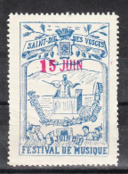 VV-085 1913 Saint Die Des Vosges Music Festival Vignette MNH** - Otros & Sin Clasificación
