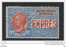 REGNO:  1922  ESPRESSO  -  £. 1,20  AZZURRO  E  ROSSIO  N. -  SASS. 8  -  SPL - Express Mail