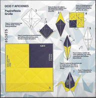 SPAIN, 2022, MNH, HOBBIES AND LEISURE, ORIGAMI, PAPER FOLDING, CRANE, S/SHEET - Zonder Classificatie