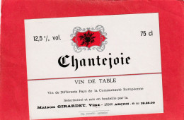 CHANTEJOIE  -  VIN DE TABLE - Altri & Non Classificati