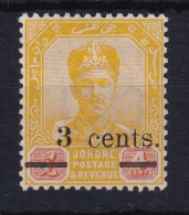 Malaya - Johore: 1903   Sultan Ibrahim - Surcharge    SG54    3c On 4c    MH    - Johore