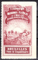 VV-125 1913 Machines Agricoles Palais Du Cinquantenaire Vignette MH* - Altri & Non Classificati