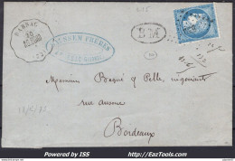 FRANCE N° 60A SUR LETTRE PC DES GC 532 + CONVOYEUR STATION BARSAC DU 18/02/1873 - 1871-1875 Ceres