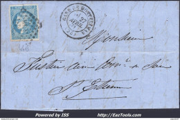 FRANCE N°46B SUR LETTRE AMBULANT ML1° + CAD GARE DE MONTÉLIMAR DU 27/04/1871 - 1870 Bordeaux Printing