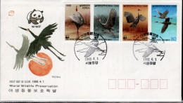 WWF FDC SOUTH COREA, Letter, Crane   /  CORÈE Du SUD, Lettre De Première Jour, Grue  -  1988 - Grues Et Gruiformes