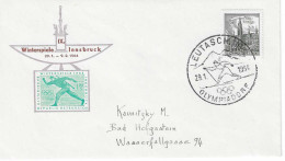 1964 Jeux Olympiques D'Hiver D'Innsbruck: Lettre Avec  Cachet Du Village Olympique Ski Nordique à Leutasch - Winter 1964: Innsbruck