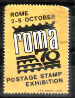 VV-182 1970 ROMA STAMPS FAIR VIGNETTE Used - Sonstige & Ohne Zuordnung