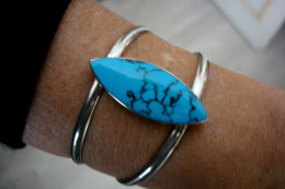 Beau Bracelet Argent Massif 925 Avec TURQUOISE - Bracciali